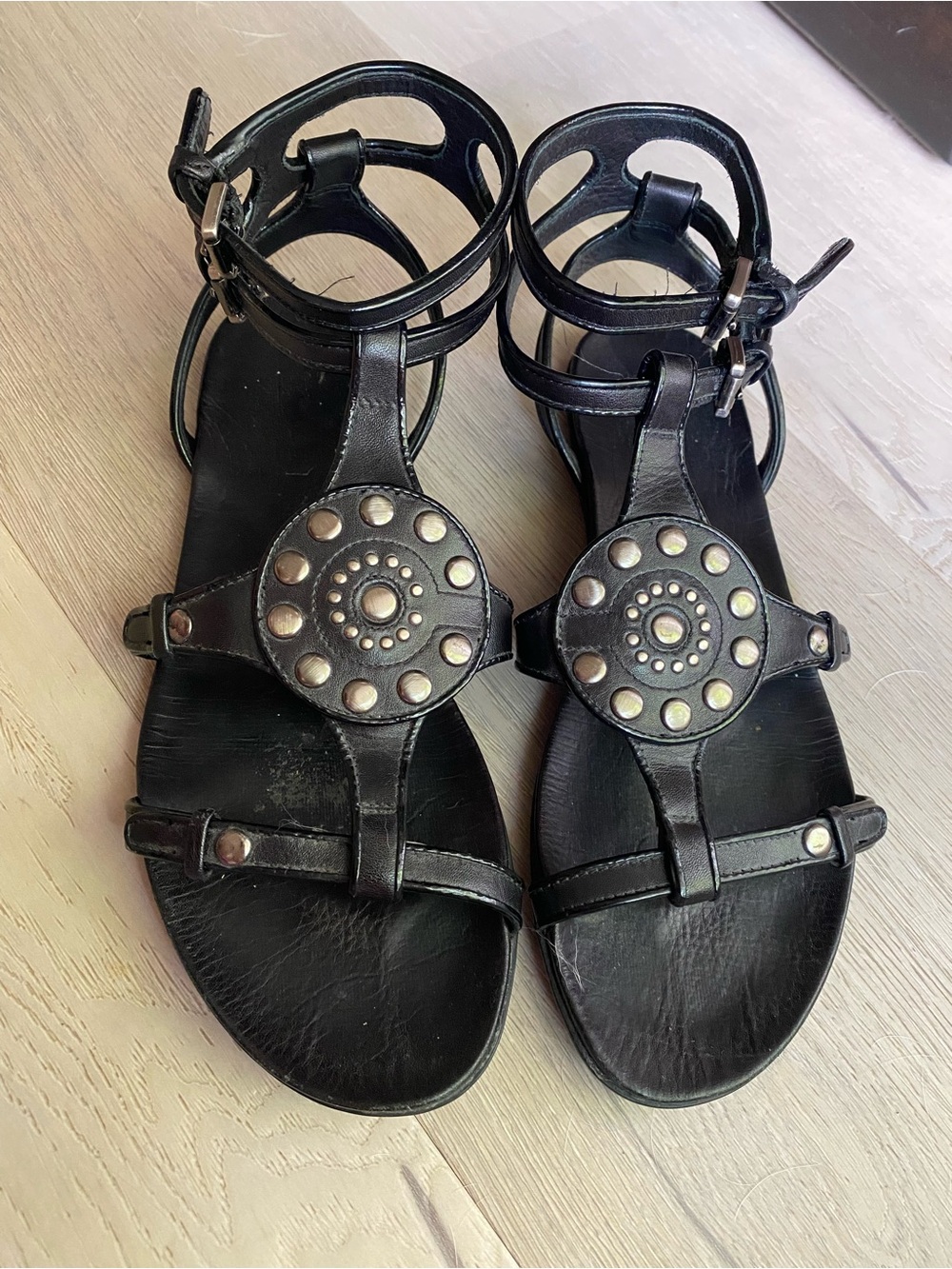 Coach Jaclyn Black Leather Studded
Gladiator Sandals - Size 5.5